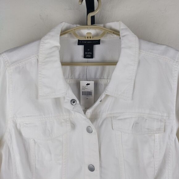 Lane Bryant White Denim Jacket Lightweight Lyocell Cotton - Picture 5 of 8